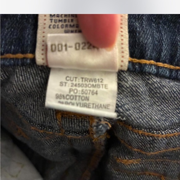 True Religion Dark Blue Boot Cut Jeans with Gold Stitching - Picture 5 of 8